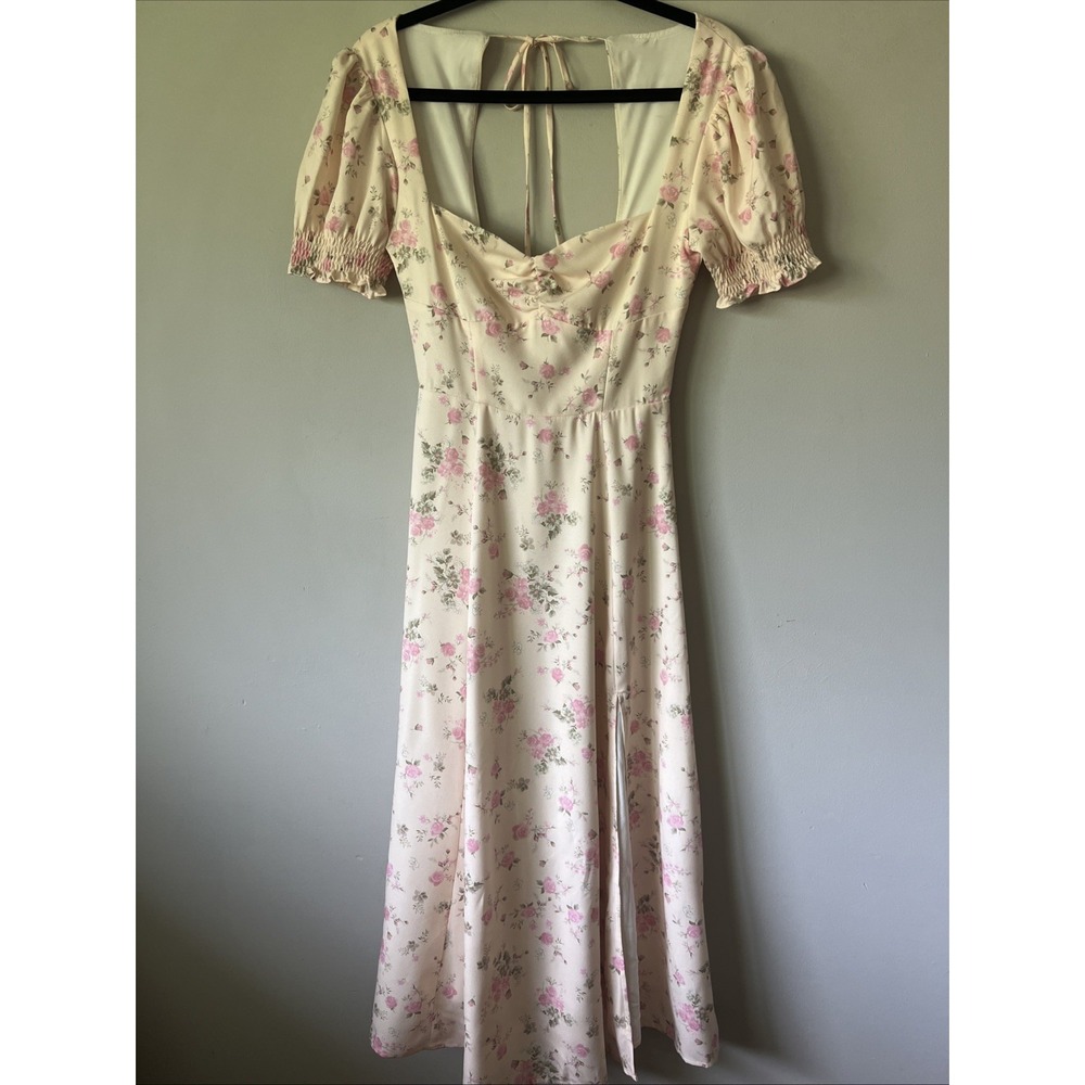 Lait Collection Jacklyn Midi Dress Size XS Rose Floral Romantic Cottagecore